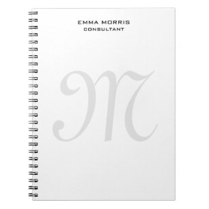 Carnet Monogramme Moderne Simple Minimaliste Plain