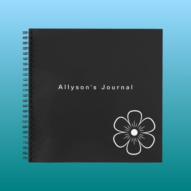 Carnet Monogramme moderne simple noir et blanc (Créateur téléchargé)