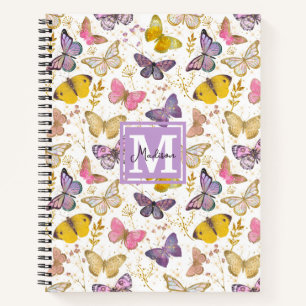 Carnet Monogramme Motif de papillons Whimsical colorés