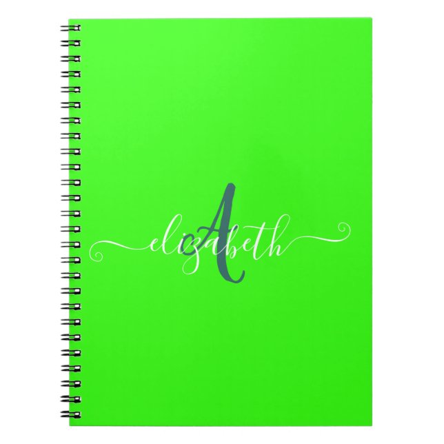Carnet Monogramme Néon Fluorescent Vert  (Devant)