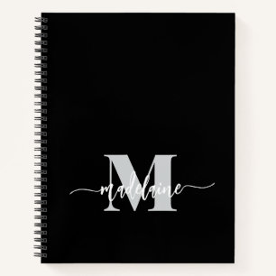 Carnet Monogramme Noir Argent Blanc Personnel