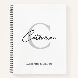 Carnet Monogramme noir blanc moderne minimaliste