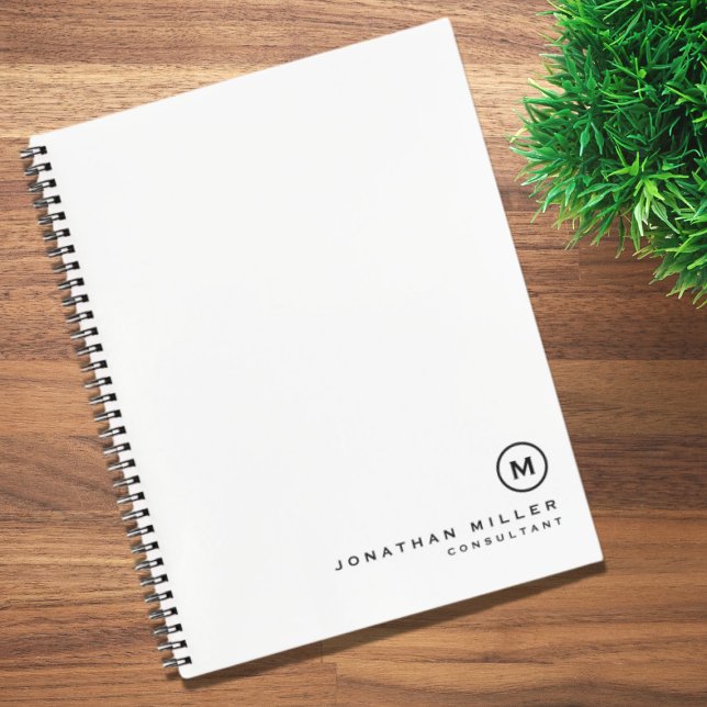 Carnet Monogramme noir blanc professionnel (Créateur téléchargé)