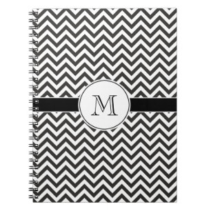 Carnet Monogramme noir Chevron Stripes