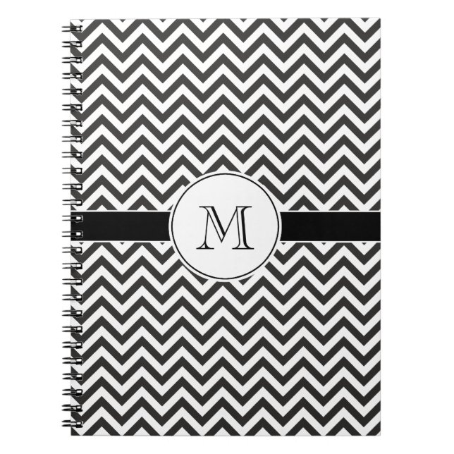 Carnet Monogramme noir Chevron Stripes (Devant)