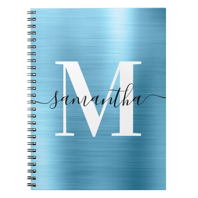 Carnet Monogramme noir et blanc Bébé Bleu huile (Devant)