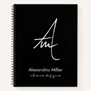 Carnet Monogramme noir minimaliste moderne