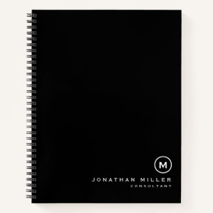 Carnet Monogramme noir professionnel - couverture rigide