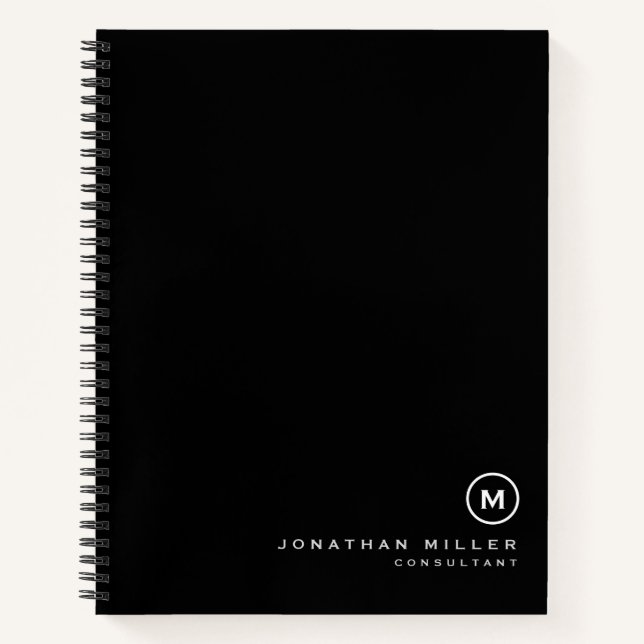 Carnet Monogramme noir professionnel - couverture rigide (Devant)