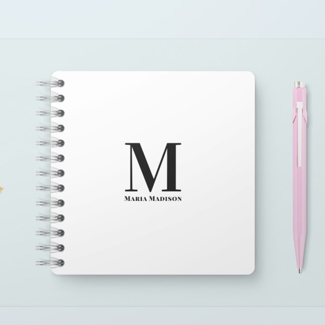 Carnet Monogramme noir simple minimaliste (Créateur téléchargé)