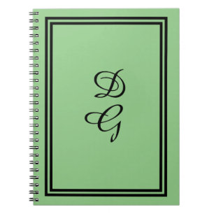 Carnet Monogramme noir sur vert menthe, Lulumama assorti