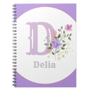 Carnet Monogramme & nom avec fleurs