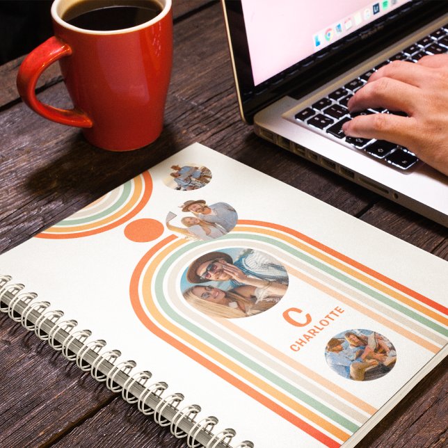 Carnet Monogramme Nom Boho Arch Multi Photo Fille tendanc (Créateur téléchargé)