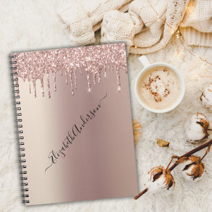 Carnet Monogramme Nom Rose Gold Parties scintillant Drive