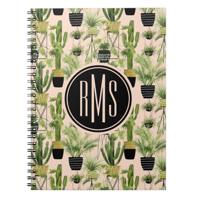 Carnet Monogramme | Oasis intérieure | Motif de ligne Pla (Devant)