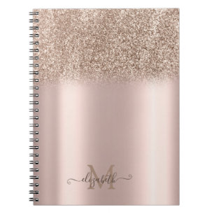 Carnet Monogramme ombré pailleté or rose