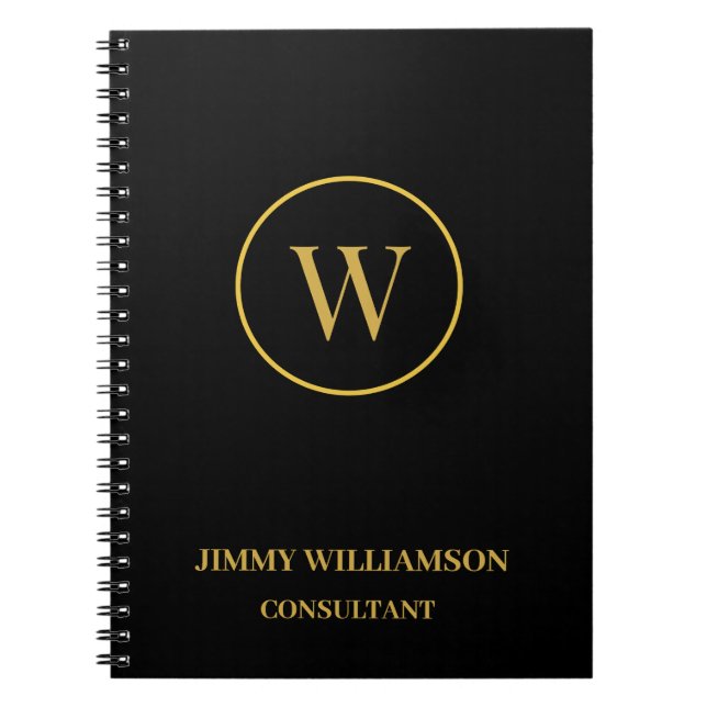 Carnet Monogramme Or Black Business (Devant)