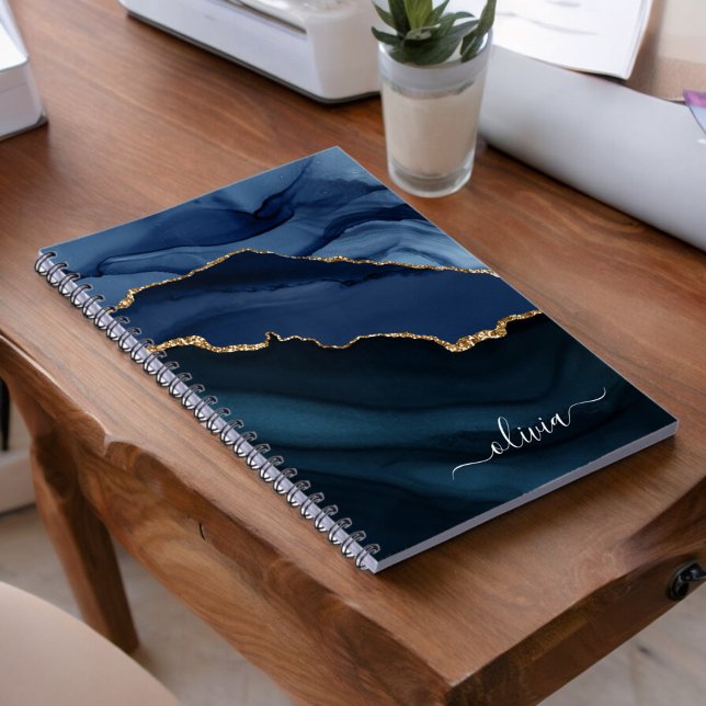 Carnet Monogramme or de la géode d'âge bleu marine (Créateur téléchargé)