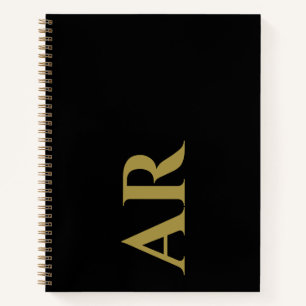 Carnet Monogramme Or Initiales Noir Or Minimaliste Chic H