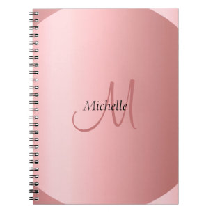 Carnet Monogramme or Rose personnalisé Élégant moderne