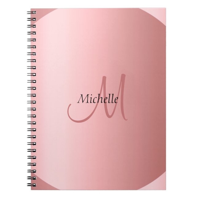 Carnet Monogramme or Rose personnalisé Élégant moderne (Devant)
