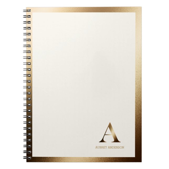 Carnet Monogramme or simple encadré or | Blanc ivoire (Devant)