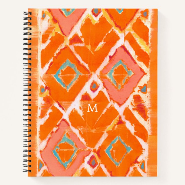 Carnet Monogramme | Orange Tribal II (Devant)