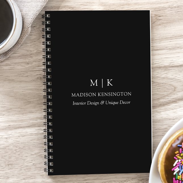 Carnet Monogramme ou ajouter un logo Business Black (Edit to Customize text, colors and more)