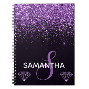 Carnet Monogramme Pailleté Violet & Diamants