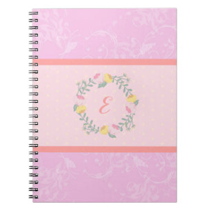 Carnet Monogramme pastel rose et lavande