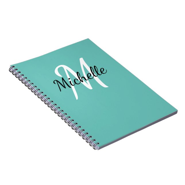 Carnet Monogramme personnalisé bleu clair et blanc (Côté Droit)