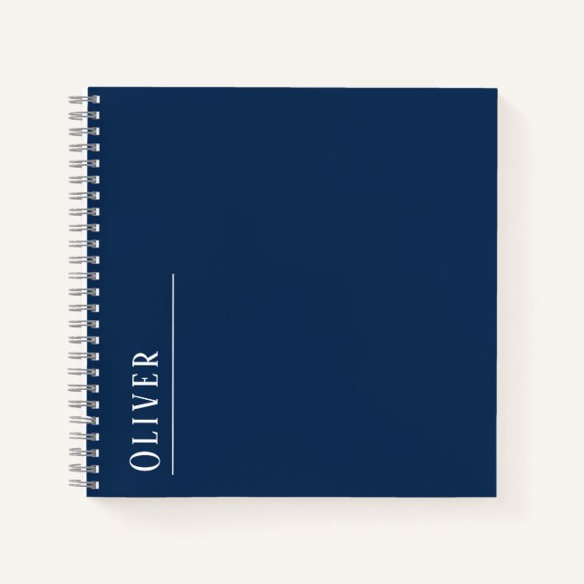 Carnet monogramme personnalisé, bleu foncé moderne (Devant)