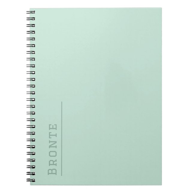 Carnet monogramme personnalisé, couleur verte tendance Mi (Devant)