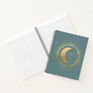 Carnet Monogramme personnalisé Crescent Gold Moon