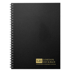 Carnet Monogramme personnalisé en cuir noir simple