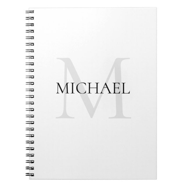 Carnet Monogramme personnalisé et nom blanc (Devant)
