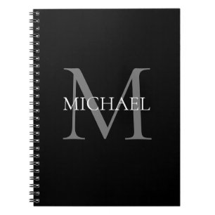 Carnet Monogramme personnalisé et nom noir