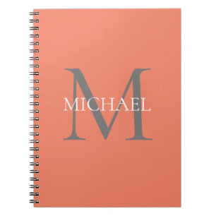 Carnet Monogramme personnalisé et nom rose clair