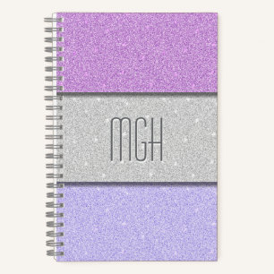 Carnet Monogramme personnalisé faux paillettes Bling