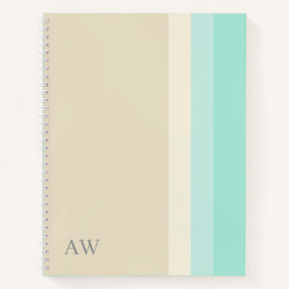 Carnet Monogramme personnalisé moderne beige sable et ble
