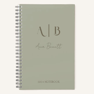 Carnet Monogramme personnalisé moderne Initiales Nom Dust