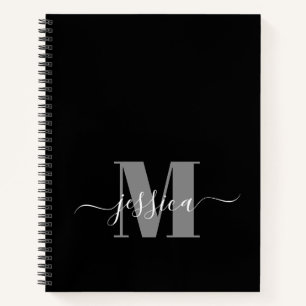Carnet Monogramme personnalisé noir et gris