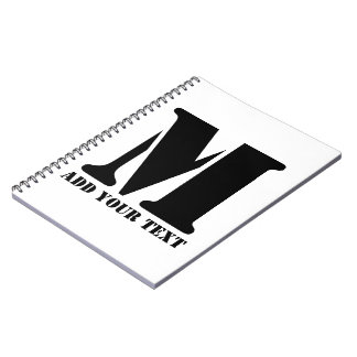 Carnet Monogramme Personnalisé Noir Texte Moderne Personn