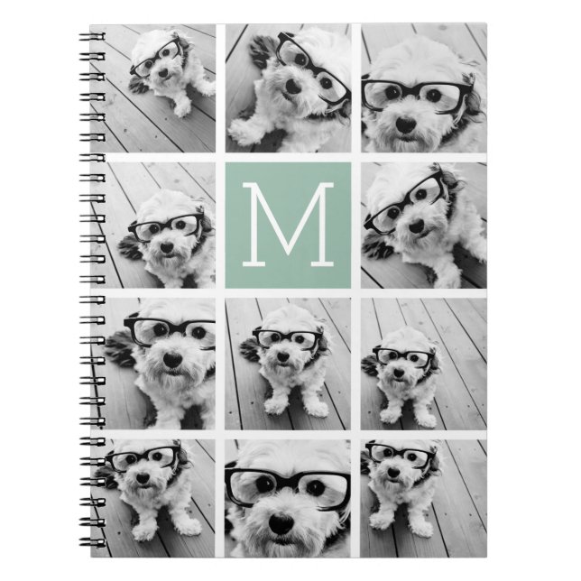 Carnet Monogramme personnalisé photo Collage de photo uni (Devant)