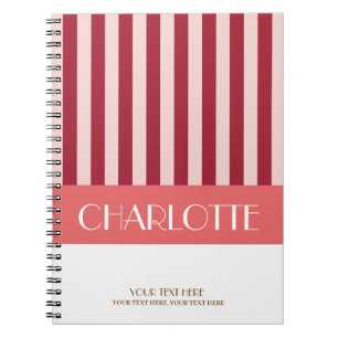 Carnet Monogramme Personnalisé Rayures Colorées Élégantes