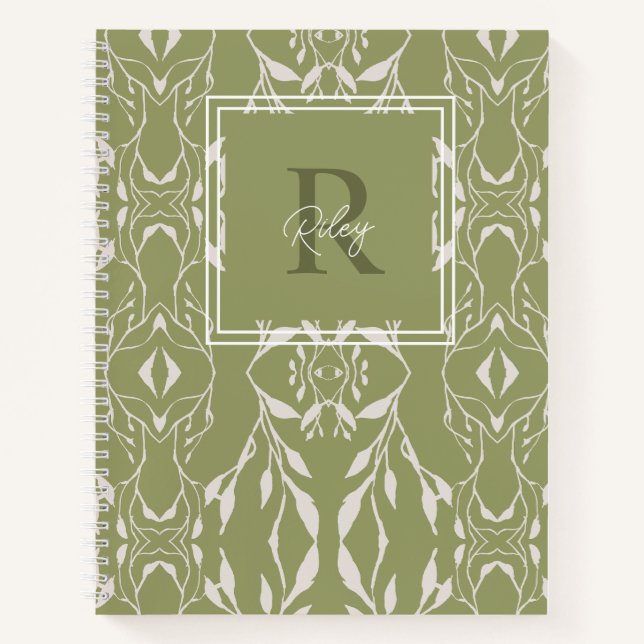 Carnet Monogramme personnalisé Sage Green (Devant)