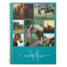 Monogramme Photo Collage Turquoise Nom personnalis