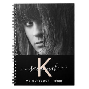 Carnet monogramme photo de pêche noire