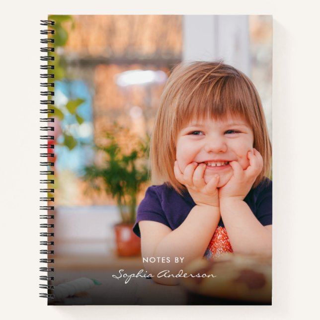 Carnet Monogramme photo noir simple moderne (Devant)