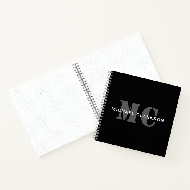 Carnet Monogramme professionnel moderne noir et blanc (Intérieur)